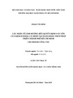 Các nhân tố ảnh hưởng đến quyết định vay vốn của khách hàng cá nhân tại ngân hàng thương mại cổ phần phát triển thành phố hồ chí minh chi nhánh vũng tàu  luận văn thạc sĩ tài chính ngân hàng 