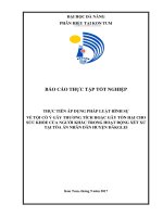 Thực tiễn áp dụng pháp luật hình sự về tội cố ý gây thương tích hoặc tổn hại cho sức khỏe của người khác trong hoạt động xét xử tại tòa án nhân dân huyện đakglei   