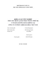 Thúc đẩy dịch vụ giao nhận trang thiết bị y tế bằng đường hàng không tại công ty cổ phần airseaglobal việt nam 