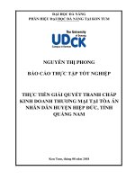 Thực tiễn giải quyết tranh chấp kinh doanh thương mại tại tòa án nhân dân huyện hiệp đức, tỉnh quảng nam   