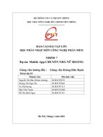 (PTIT) BÁO CÁO NHẬP MÔN CÔNG NGHỆ PHẦN MỀM - THẦY HOÀNG HỮU HẠNH