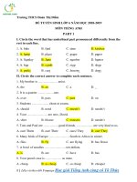 ĐÁP án  đề thi lớp 6 THCS đoàn thị điểm (2018 2019)