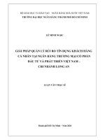 Giải pháp quản lý rủi ro tín dụng khách hàng cá nhân tại ngân hàng thương mại cổ phần đầu tư và phát triển việt nam chi nhánh long an  luận văn thạc sĩ tài chính ngân hàng 