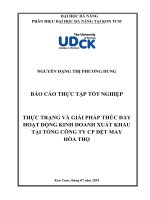 Thực trạng và giải pháp thúc đẩy hoạt động kinh doanh xuất khẩu tại tổng công ty cổ phần dệt may hòa thọ   
