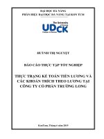 Thực trạng kế toán tiền lương và các khoản trích theo lương tại công ty cổ phần trường long   