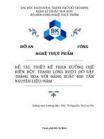 Thiết kế phân xưởng chế biến bột thanh long ruột đỏ sấy thăng hoa với năng suất 400 tấn nguyên liệunăm