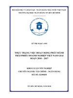 Thực trạng việc hoạt động phát hành trái phiếu doanh nghiệp việt nam giai đoạn 2010   2017  luận văn thạc sĩ tài chính ngân hàng 
