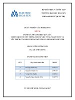 ĐỀ tài ĐÁNH GIÁ mức độ HIỆU QUẢ của CHIẾN DỊCH TRUYỀN THÔNG TRONG VIỆC TĂNG NHẬN THỨC và yêu THÍCH của KHÁCH HÀNG đối với sản PHẨM BITIS HUNTER 