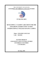 Developing a validity argument for the english placement test at btec international college danang campus 