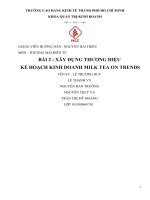 XÂY DỰNG THƯƠNG HIỆU kế HOẠCH KINH DOANH MILK TEA ON TRENDS 