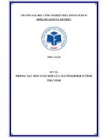PHONG TỤC ĐÓN NĂM MỚI CỦA NGƯỜI KHMER Ở TỈNH TRÀ VINH