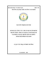 Luận văn thạc sĩ đh điều dưỡng đánh giá công tác chuẩn bị người bệnh trước phẫu thuật ổ bụng có kế hoạch tại khoa ngoại, bệnh viện đa khoa tỉnh thái bình năm 2018 