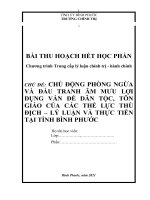 Bài thu hoạc TCCT -  Chủ động phòng ngừa và đấu tranh âm mưu lợi dụng vấn đề dân tộc, tôn giáo của các thế lực thù địch - lý luận và thực tiễn tại tỉnh Bình Phước