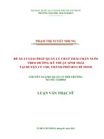 Đề xuất giải pháp quản lý chất thải chăn nuôi theo hướng kỹ thuật sinh thái tại huyện củ chi, tp  hồ chí minh 