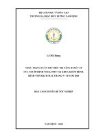 Chuyên đề tốt nghiệp chuyên khoa cấp i  thực trạng tuân thủ điều trị tăng huyết áp của người bệnh ngoại trú tại khoa khám bệnh, bệnh viện bạch mai, tháng 9 + 10 năm 2020 