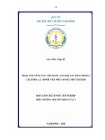 Chuyên đề tốt nghiệp chuyên khoa cấp i  nhận xét công tác chăm sóc sản phụ sau đẻ 6 giờ đầu tại khoa a2   bệnh viện phụ sản hà nội năm 2020 