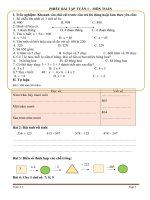 PHIẾU BÀI TẬP TOÁN LỚP 3 HỌC KỲ 1 THEO CÔNG VĂN 2345  