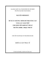 Đề xuất chương trình hỗ trợ nâng cao năng lực giao tiếp sinh viên khối kỹ thuật trường ĐHBK   ĐHQG tp  HCM 