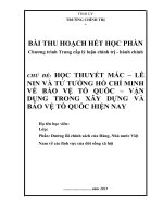 TIỂU LUẬN TCCT   học THUYẾT mác – lê NIN và tư TƯỞNG hồ CHÍ MINH về bảo vệ tổ QUỐC – vận DỤNG TRONG xây DỰNG và bảo vệ tổ QUỐC HIỆN NAY