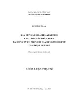 Xây dựng kế hoạch marketing cho dòng sản phẩm hera tại công ty cổ phần dệt gia dụng phong phú giai đoạn 2013 – 2015 