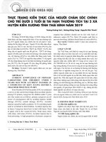 Thực trạng kiến thức của người chăm sóc chính cho trẻ dưới 5 tuổi bị tai nạn thương tích tại 2 xã huyện Kiến Xương tỉnh Thái Bình năm 2019