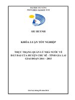 Thực trạng quản lý nhà nước về đất đai của huyện chư sê  tỉnh gia lai  giai đoạn 2011 2015   