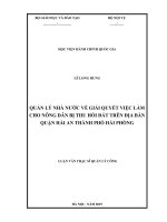 Luận văn Thạc sĩ Quản lý nhà nước về giải quyết việc làm cho nông dân bị thu hồi đất trên địa bàn quận Hải An, thành phố Hải Phòng
