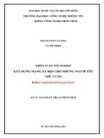 KHÓA LUẬN TỐT NGHIỆP XÂY DỰNG MẠNG XÃ HỘI CHO NHỮNG NGƯỜI YÊU THÚ CƯNG