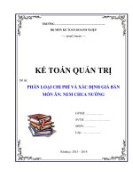 bài tiểu luận đề tài phân loại chi chí và giá bán món ăn NEM CHUA NƯỚNG