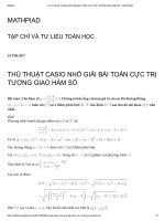 THỦ THUẬT CASIO NHỎ GIẢI bài TOÁN cực TRỊ TƯƠNG GIAO hàm số
