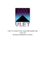 Công ty cổ phần công nghệ thiết bị điện nhẹ việt nam kế hoạch marketing năm 2012 