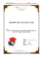 bài tiểu luận phân loại chi chí và giá bán món ăn RAU CUA TRỘN dấm ĐƯỜNG