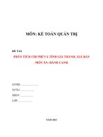bài tiểu luận phân loại chi chí và giá bán món ăn BÁNH CANH