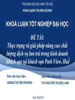 Slide thực trạng và giải pháp nâng cao chất lượng dịch vụ lưu trú trong kinh doanh khách sạn tại khách sạn park view, huế 