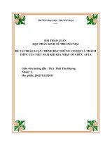 Thảo luận nhóm TMU bài thảo luận kinh tế thương mại trình bày những cơ hội và thách thức của việt nam khi gia nhập tổ chức afta