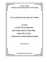 Luận văn Kinh tế ĐỘC QUYỀN: CÁC YẾU TỐ TÁC ĐỘNG ĐẾN HỌAT ĐỘNG GIÁM SÁT CỘNG ĐỒNG TRONG ĐẦU TƯ CÔNG TRÊN ĐỊA BÀN THÀNH PHỐ HỒ CHÍ MINH