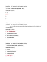 Đáp án môn Văn Học Anh Mỹ  EN16