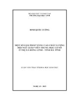 Một số giải pháp nâng cao chất lượng đội ngũ giáo viên trung học cơ sở ở thị xã hồng lĩnh   tỉnh hã tĩnh    