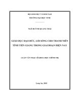 Giáo dục đạo đức, lối sống cho thanh niên tỉnh tiền giang trong giai đoạn hiện nay    