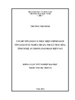 Vấn đề tôn giáo và thực hiện chính sách tôn giáo ở xã nghĩa thuận, thị xã thái hòa, tỉnh nghệ an trong giai đoạn hiện nay    