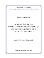 Tác động của công tác thi đua   khen thưởng đến động lực làm việc của người lao động tại chi cục thuế quận 7  