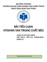 Tiểu luận hóa thực phẩm bài TIỂU LUẬN VITAMIN TAN TRONG CHẤT béo 