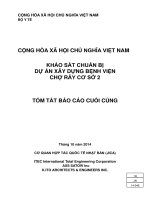 KHẢO sát CHUẨN bị dự án xây DỰNG BỆNH VIỆN CHỢ rẫy cơ sở 2 tóm tắt báo cáo CUỐI CÙNG  