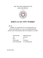Nghiên cứu ảnh hưởng của tỉ lệ dinh dưỡng NP đến sinh trưởng của tảo và loại bỏ dinh dưỡng trong nước thái sinh hoạt bởi tảo CHLORELLA VULGARIS  