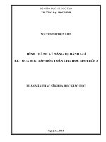 Hình thành kỹ năng tự đánh giá kết quả học tập môn toán cho học sinh lớp 3    