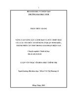 Nâng cao năng lực lãnh đạo và sức chiến đấu của các tổ chức cơ sở đảng ở quận ninh kiều, thành phố cần thơ trong giai đoạn hiện nay    