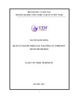Luận văn Quản lý nguồn nhân lực tại Công ty TNHH MTV Xổ số Thanh Hoá