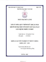 Tối ưu hóa quy trình kỹ thuật PCR khuếch đại một số exon gen slc25a13 gây bệnh thiếu citrin 