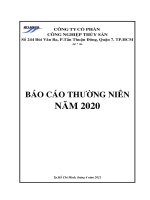 CÔNG TY CỔ PHẦN CÔNG NGHIỆP THỦY SẢN BÁO CÁO THƯỜNG NIÊN NĂM 2020