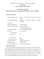 TRƯỜNG ĐẠI HỌC KNH TẾ - KỸ THUẬT CÔNG NGHIỆP KHOA ĐIỆN BỘ MÔN: ĐIỆN CÔNG NGHIỆP  ĐỀ CƯƠNG CHI TIẾT HỌC PHẦN: ĐỒ ÁN 1: THIẾT KẾ HỆ THỐNG CUNG CẤP ĐIỆN